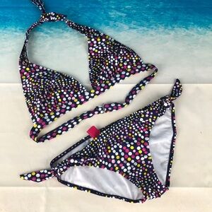 Pink & Yellow Polka Dot Bikini Top and Bottoms